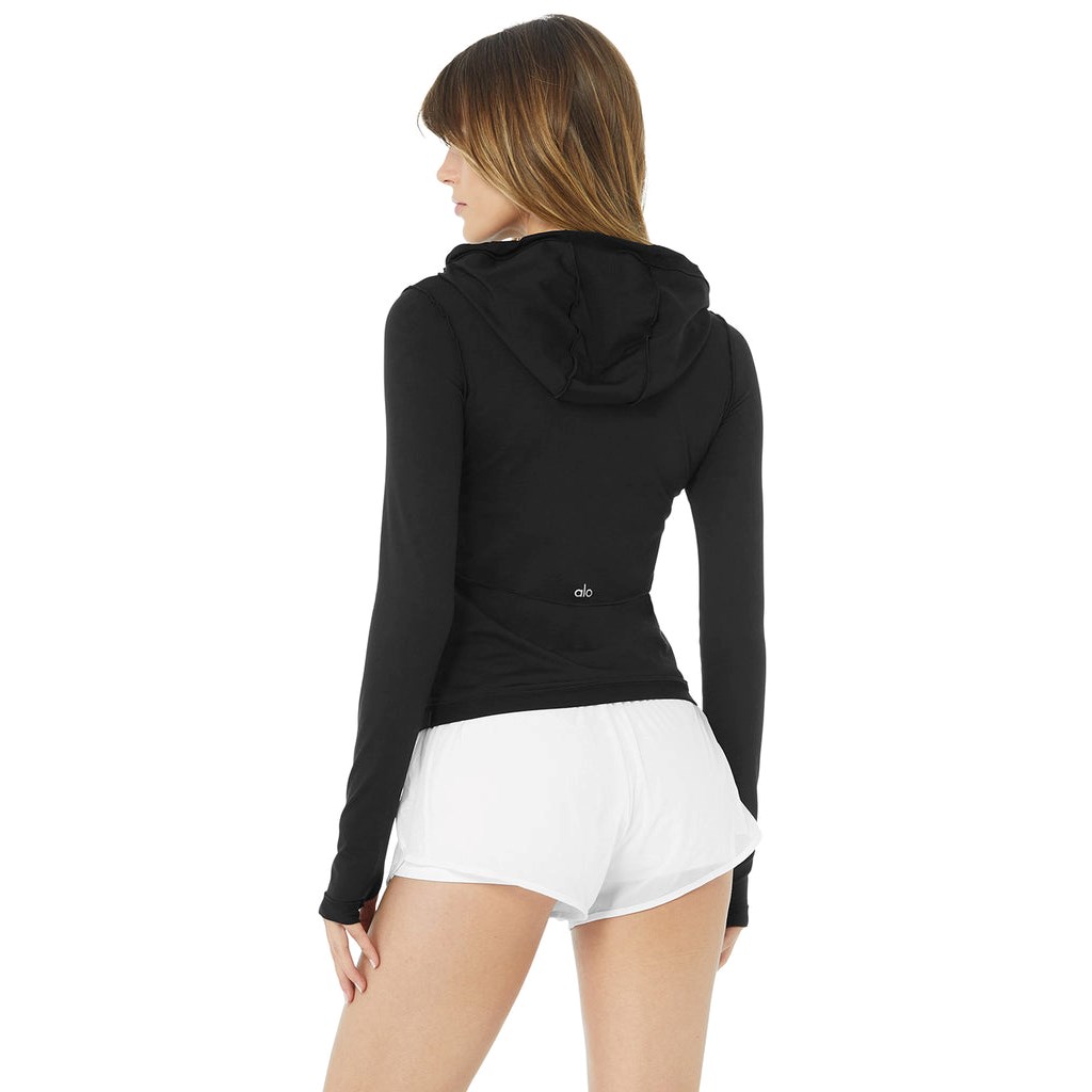 Ropa Alo Yoga Alosoft Encapuchado Runner Long Sleeve Mujer Negros | BPVH08623