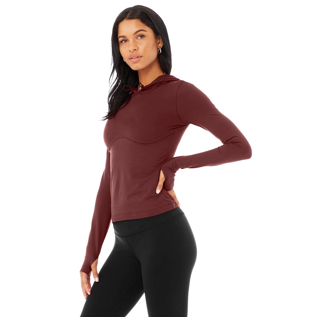 Ropa Alo Yoga Alosoft Encapuchado Runner Long Sleeve Mujer Rojos | TCRA31657