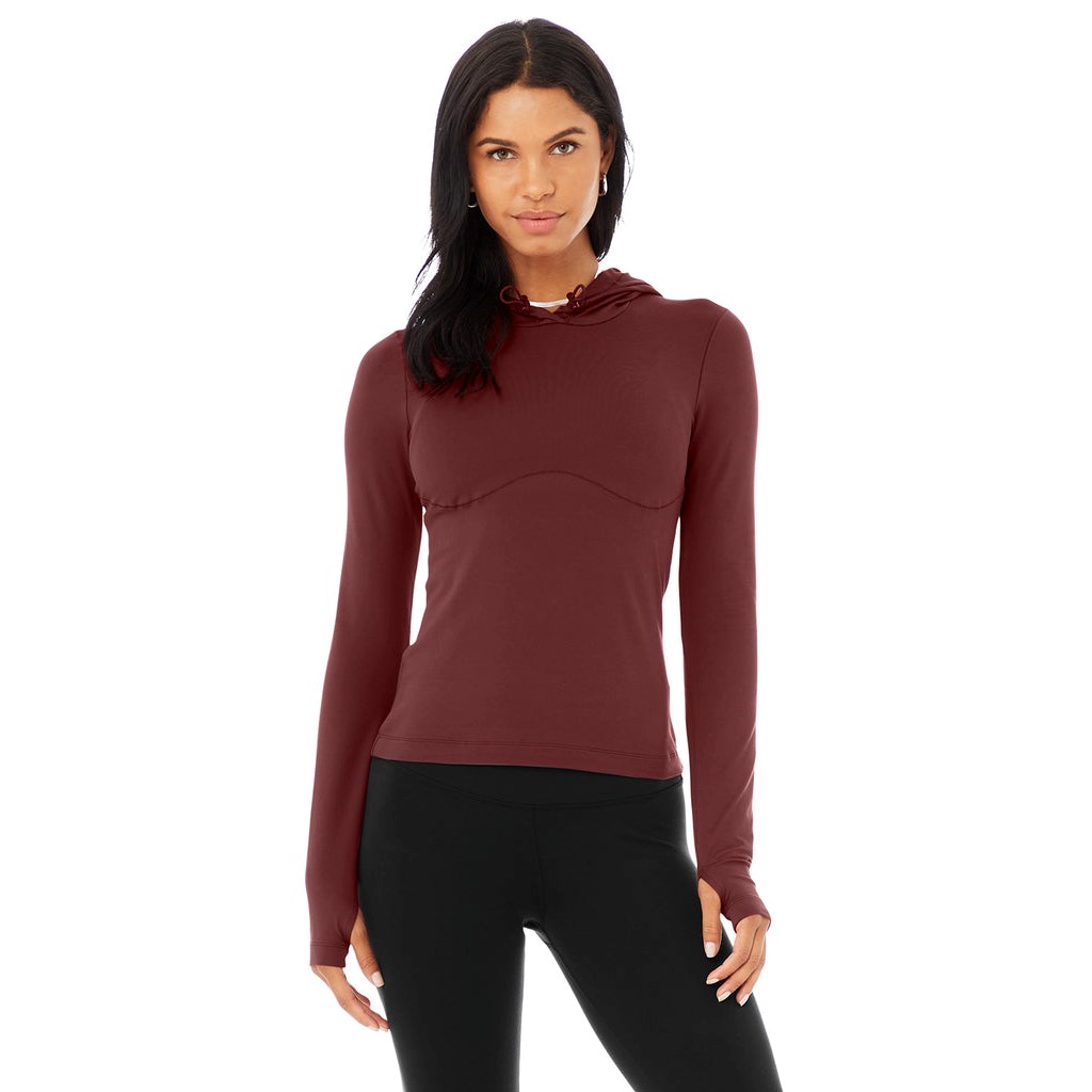 Ropa Alo Yoga Alosoft Encapuchado Runner Long Sleeve Mujer Rojos | TCRA31657