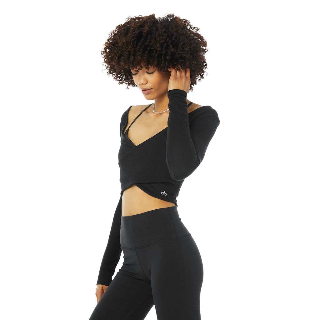 Ropa Alo Yoga Amelia Luxe Long Sleeve Crop Mujer Negros | EUBA08312