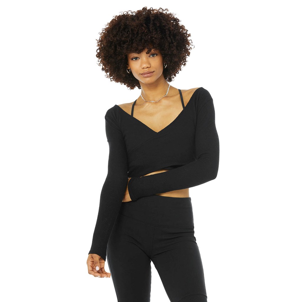 Ropa Alo Yoga Amelia Luxe Long Sleeve Crop Mujer Negros | EUBA08312