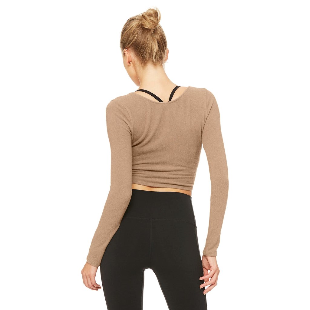 Ropa Alo Yoga Amelia Luxe Long Sleeve Crop Mujer Beige | LDVM89240