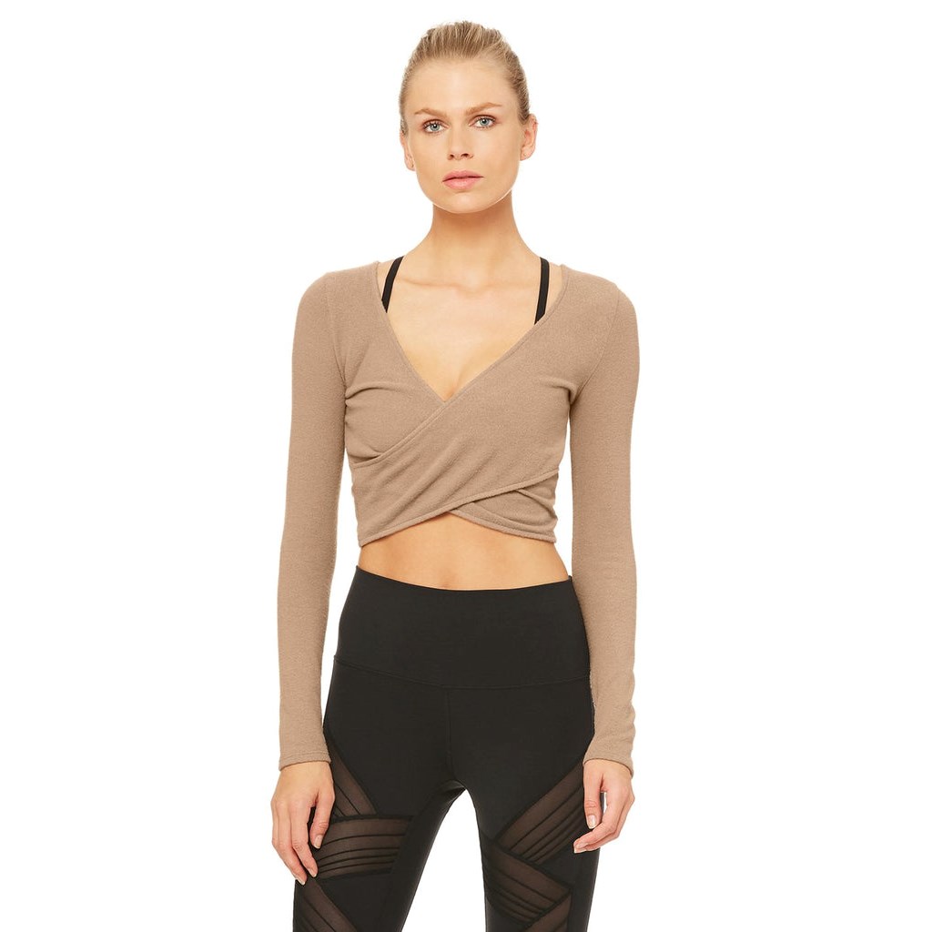 Ropa Alo Yoga Amelia Luxe Long Sleeve Crop Mujer Beige | LDVM89240