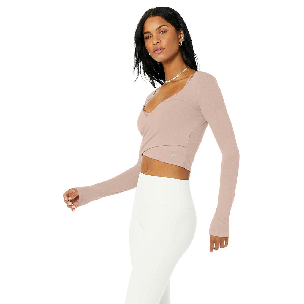 Ropa Alo Yoga Amelia Luxe Long Sleeve Crop Mujer Rosas | MJYF06439