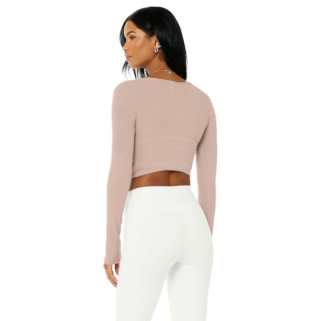 Ropa Alo Yoga Amelia Luxe Long Sleeve Crop Mujer Rosas | MJYF06439