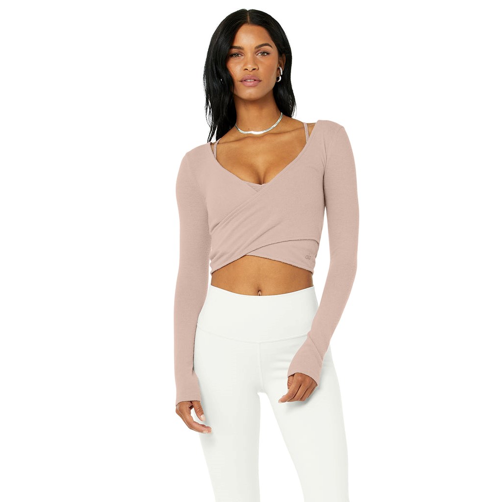 Ropa Alo Yoga Amelia Luxe Long Sleeve Crop Mujer Rosas | MJYF06439