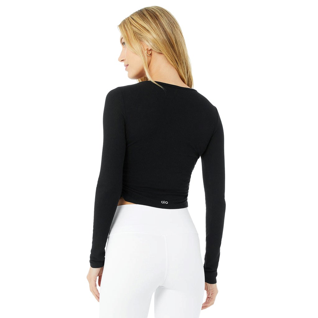 Ropa Alo Yoga Gather Long Sleeve Mujer Negros | SFZE79046