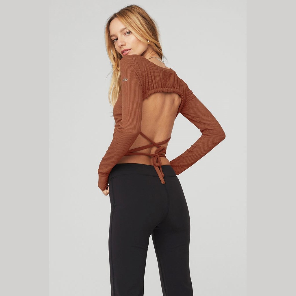 Ropa Alo Yoga Ribbed Manifest Long Sleeve Mujer Marrom | GAOC93768