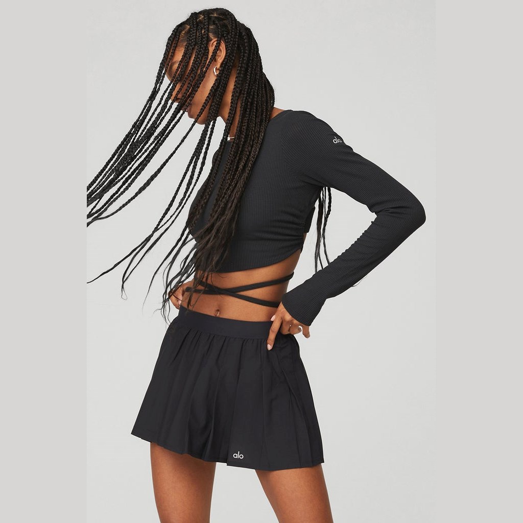 Ropa Alo Yoga Ribbed Manifest Long Sleeve Mujer Negros | KZGV78392