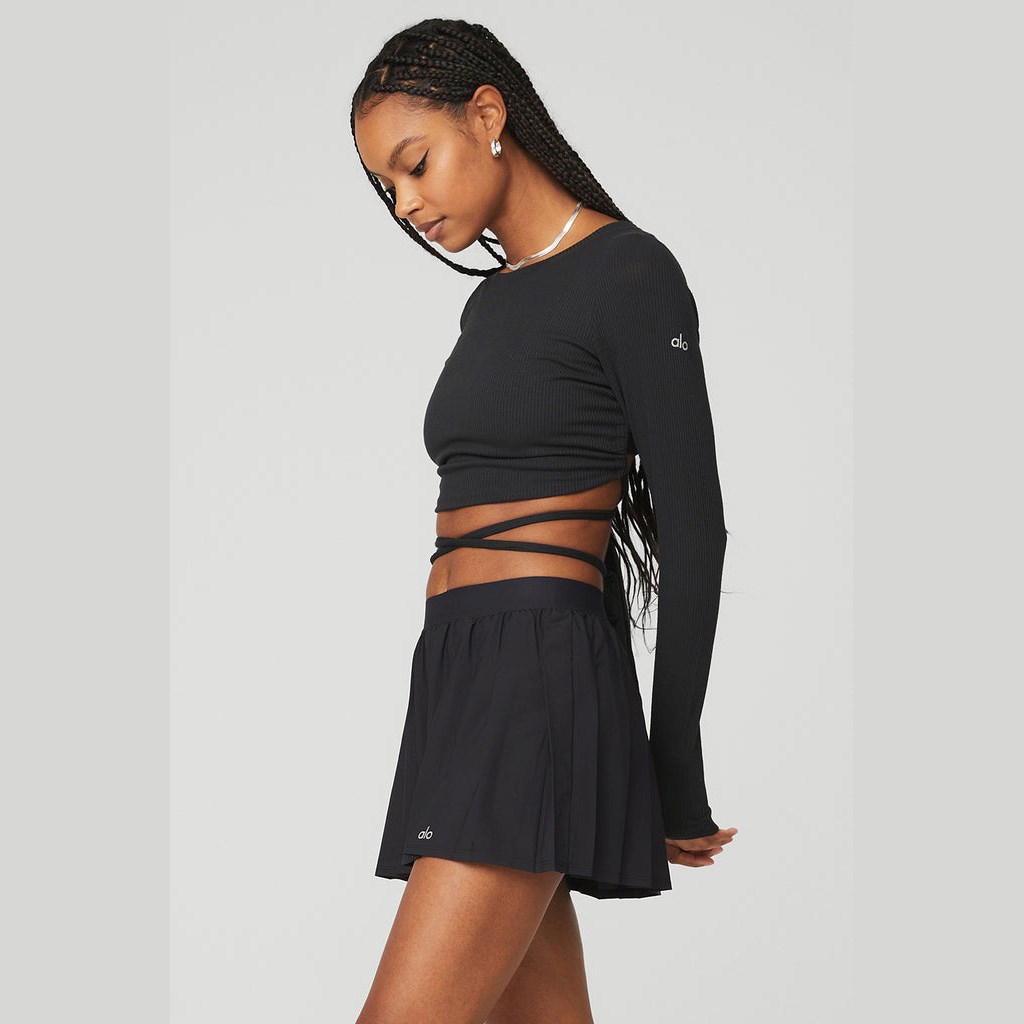 Ropa Alo Yoga Ribbed Manifest Long Sleeve Mujer Negros | KZGV78392