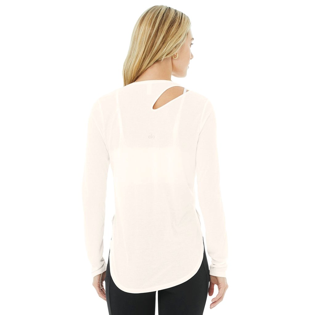 Ropa Alo Yoga Ribbed Peak Long Sleeve Mujer Blancos | KRAE82590