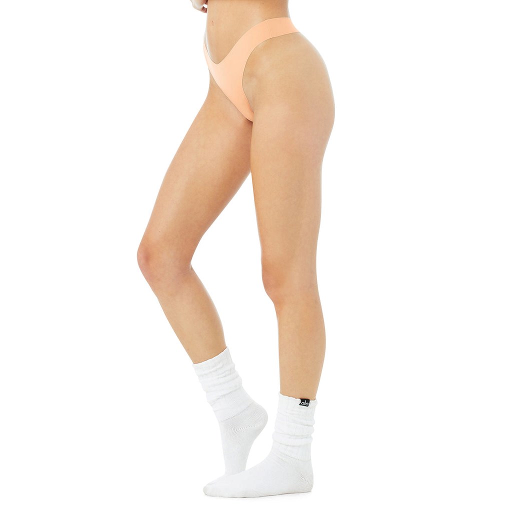 Ropa Interior Alo Yoga Airbrush Invisible Tanga Mujer Beige | JXKP31857
