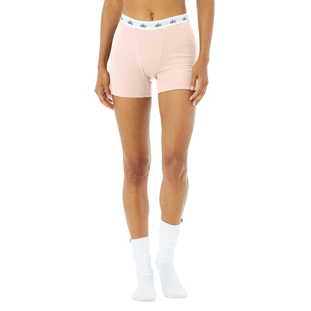 Ropa Interior Alo Yoga Icon Ribbed Boyshort Mujer Rosas | DBHE80731