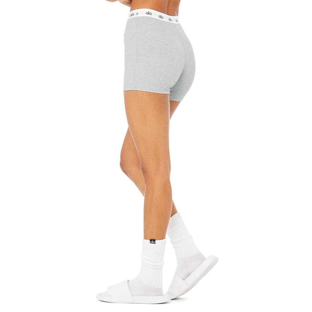 Ropa Interior Alo Yoga Icon Ribbed Boyshort Mujer Grises | EADZ31640