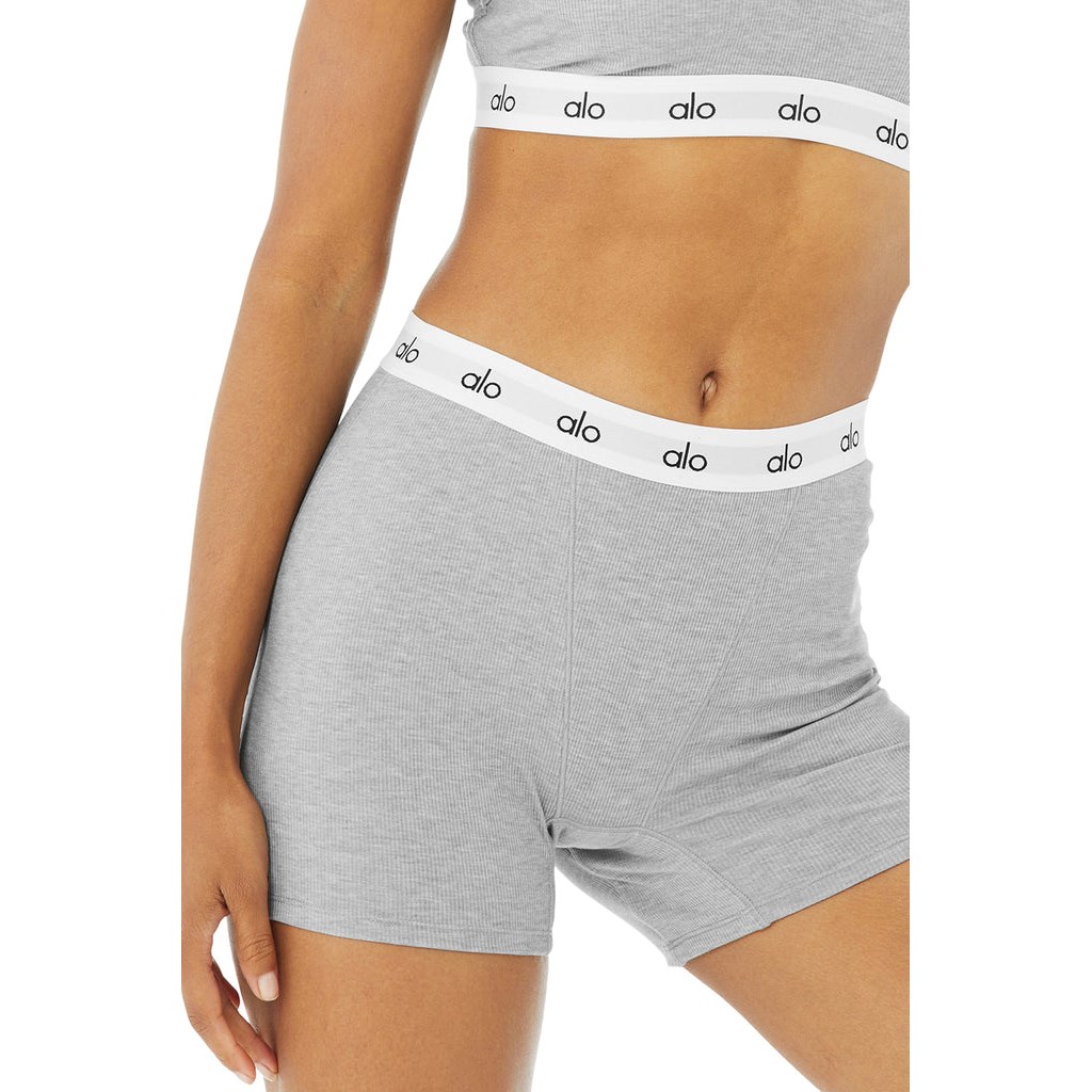 Ropa Interior Alo Yoga Icon Ribbed Boyshort Mujer Grises | IOSZ75023