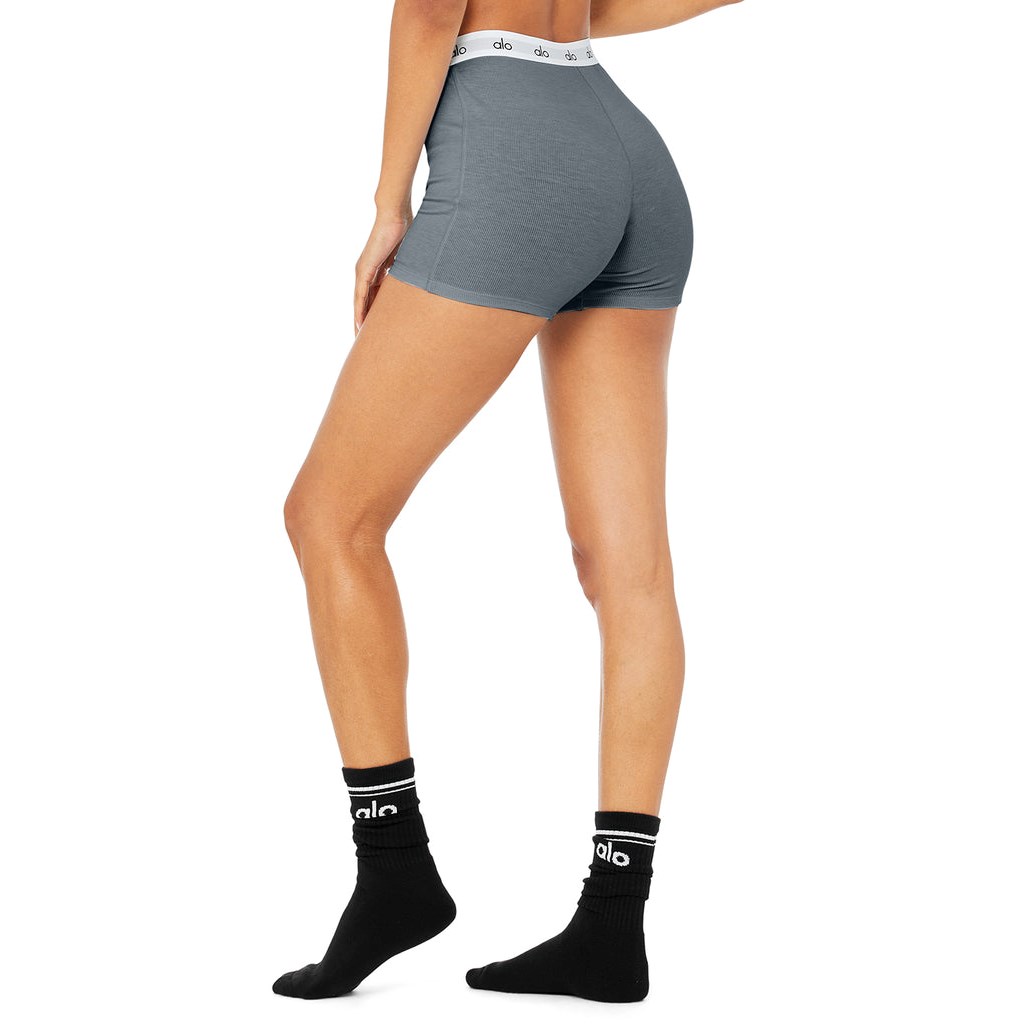 Ropa Interior Alo Yoga Icon Ribbed Boyshort Mujer Azules | PSAD53976