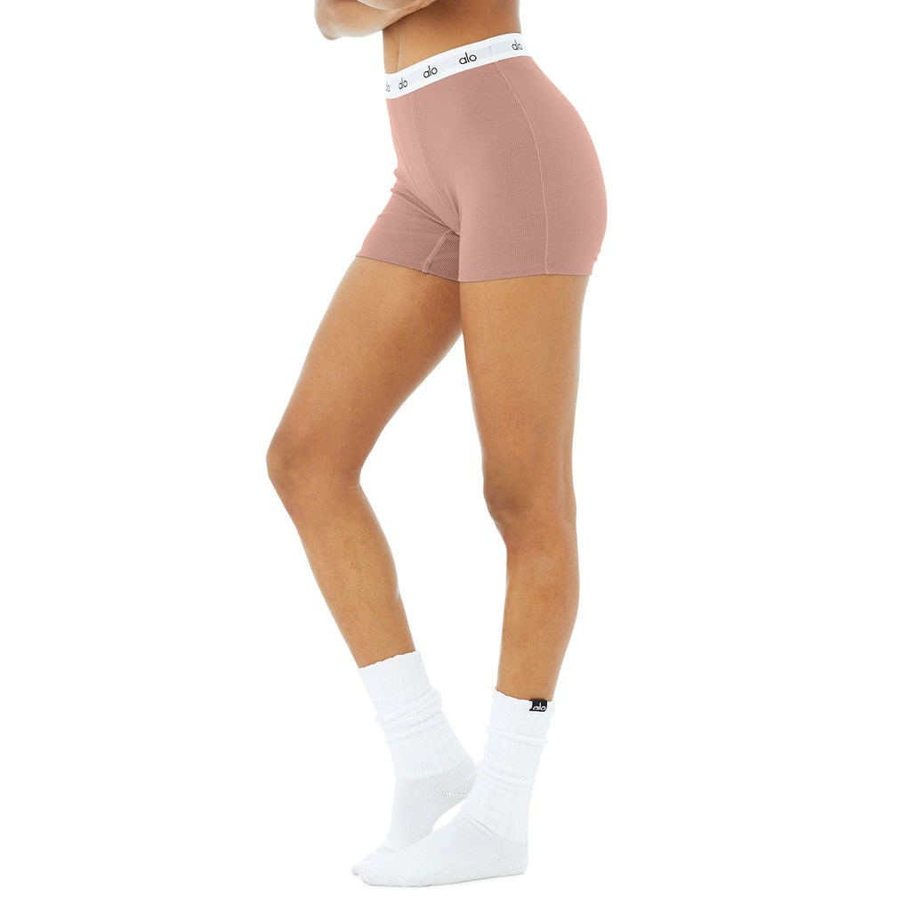 Ropa Interior Alo Yoga Icon Ribbed Boyshort Mujer Marrom | RBEH36840