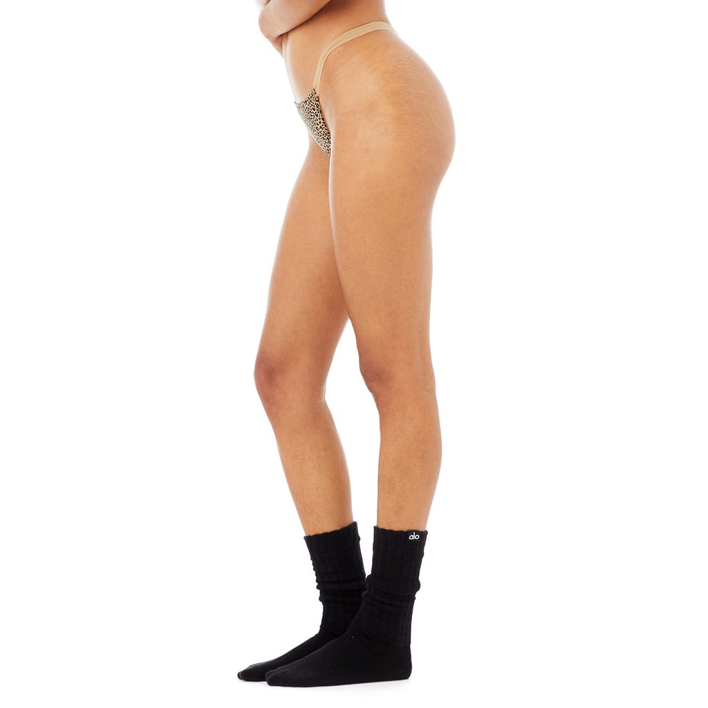 Ropa Interior Alo Yoga Leopard Airbrush Invisible String Tanga Mujer Marrom | DUKI23879