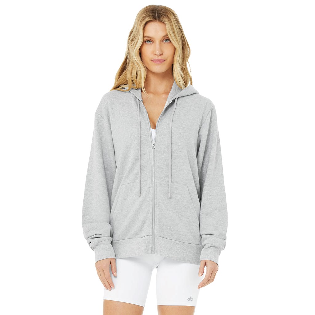 Sudadera Con Capucha Alo Yoga Caliber Zip Mujer Grises | ABOQ69024