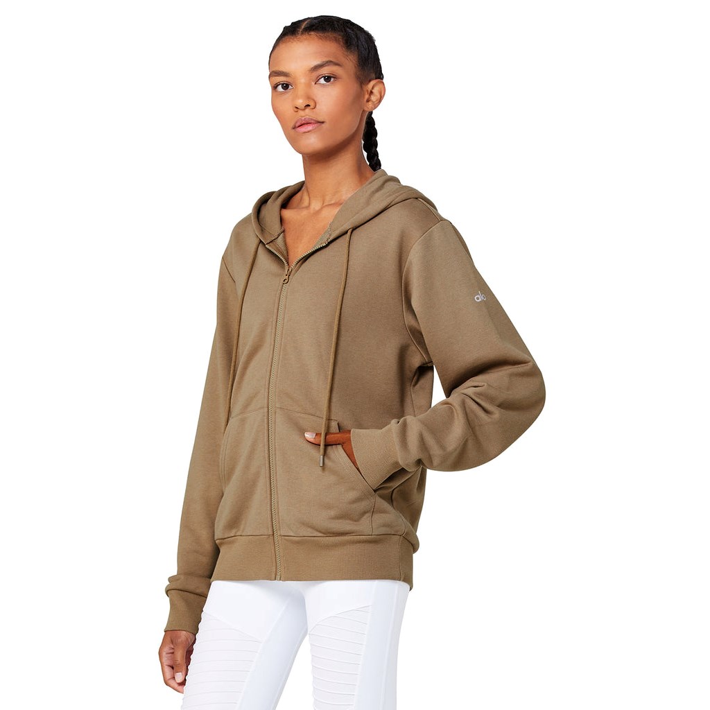 Sudadera Con Capucha Alo Yoga Caliber Zip Mujer Beige | ZJUB29871