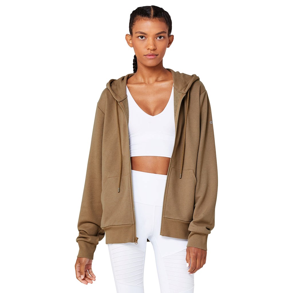 Sudadera Con Capucha Alo Yoga Caliber Zip Mujer Beige | ZJUB29871