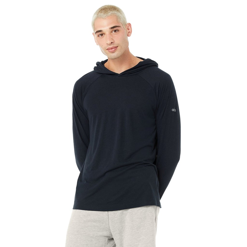 Sudadera Con Capucha Alo Yoga Core Encapuchado Runner Long Sleeve Hombre Azules | DMPL58734