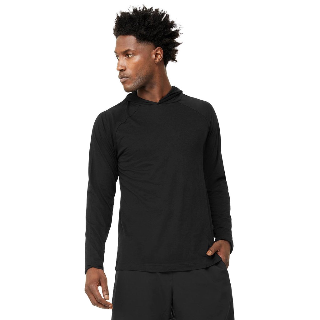 Sudadera Con Capucha Alo Yoga Core Encapuchado Runner Long Sleeve Hombre Negros | SMFX27156