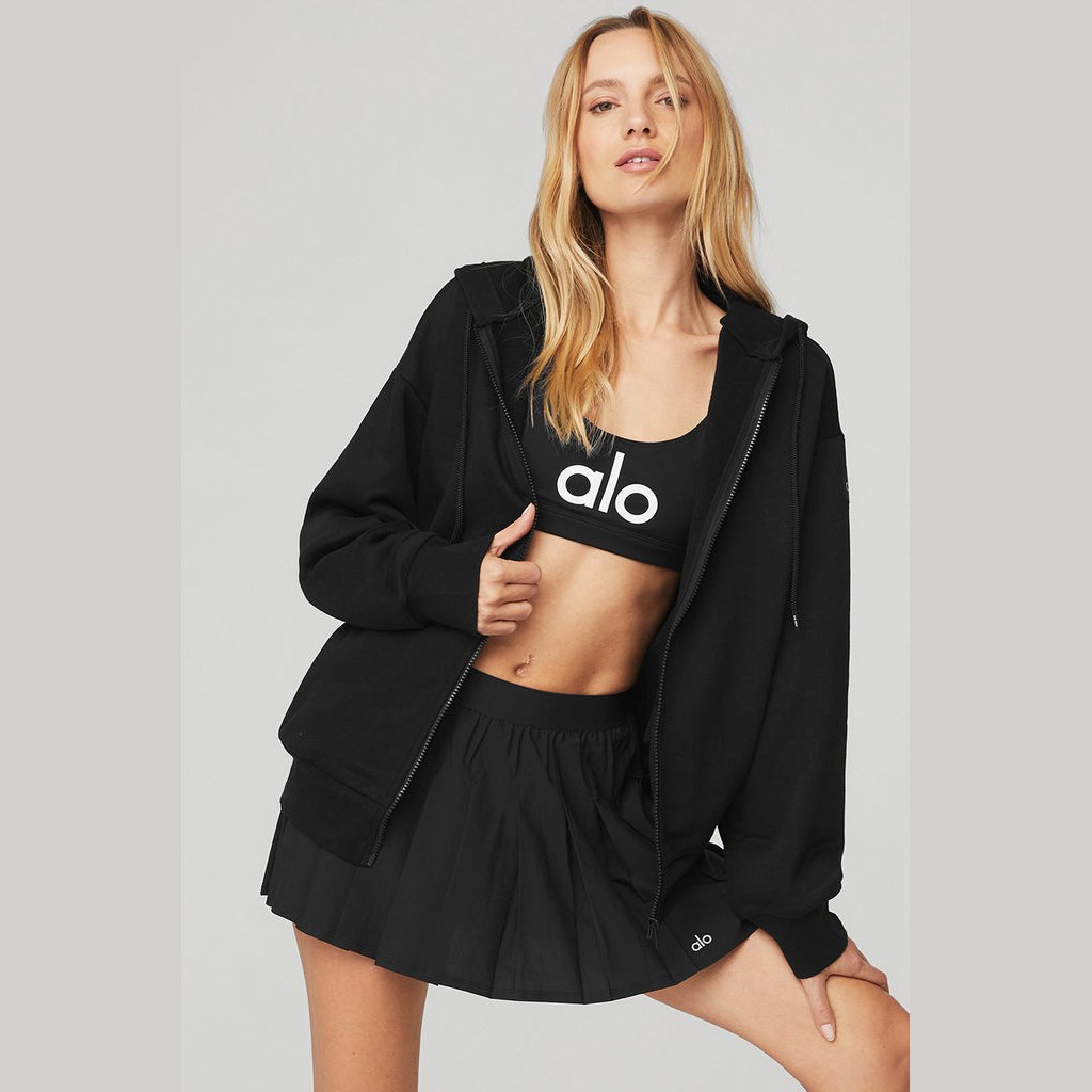 Sudadera Con Capucha Alo Yoga Everyday Full Zip Mujer Negros | BASE05983