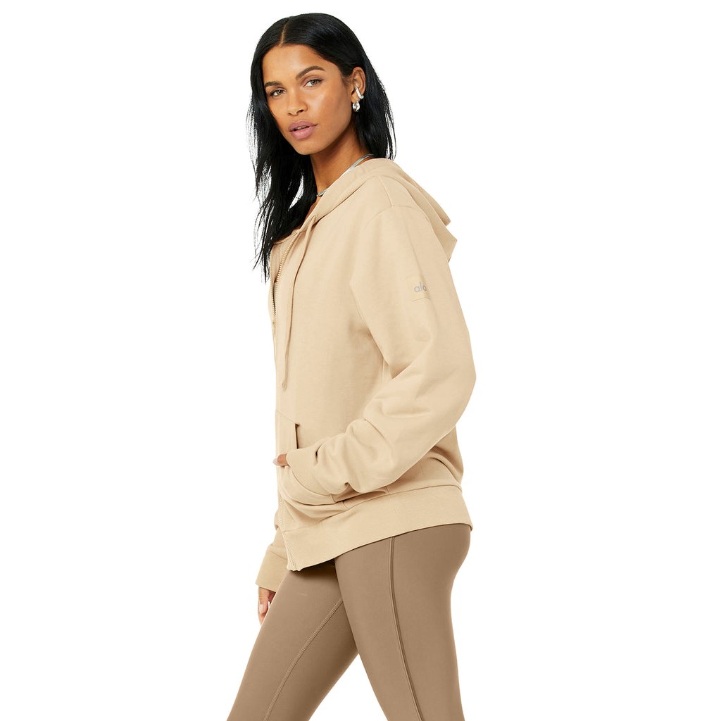 Sudadera Con Capucha Alo Yoga Everyday Full Zip Mujer Beige | CFXS03714