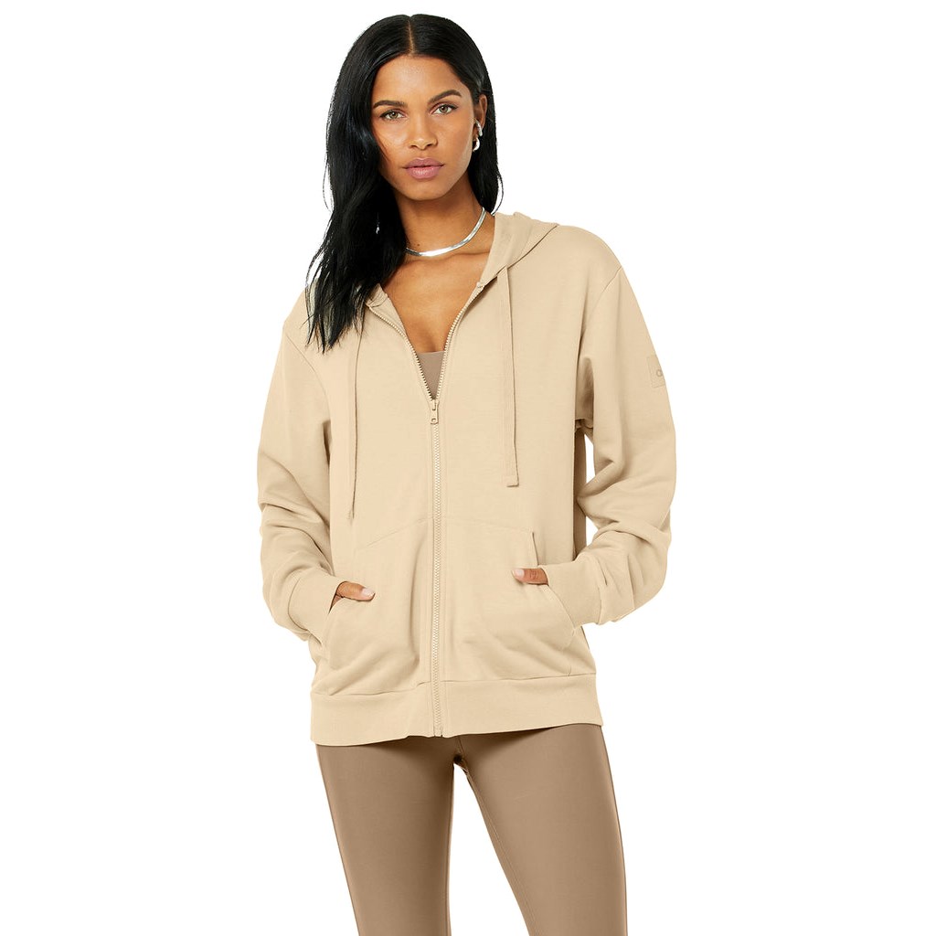 Sudadera Con Capucha Alo Yoga Everyday Full Zip Mujer Beige | CFXS03714