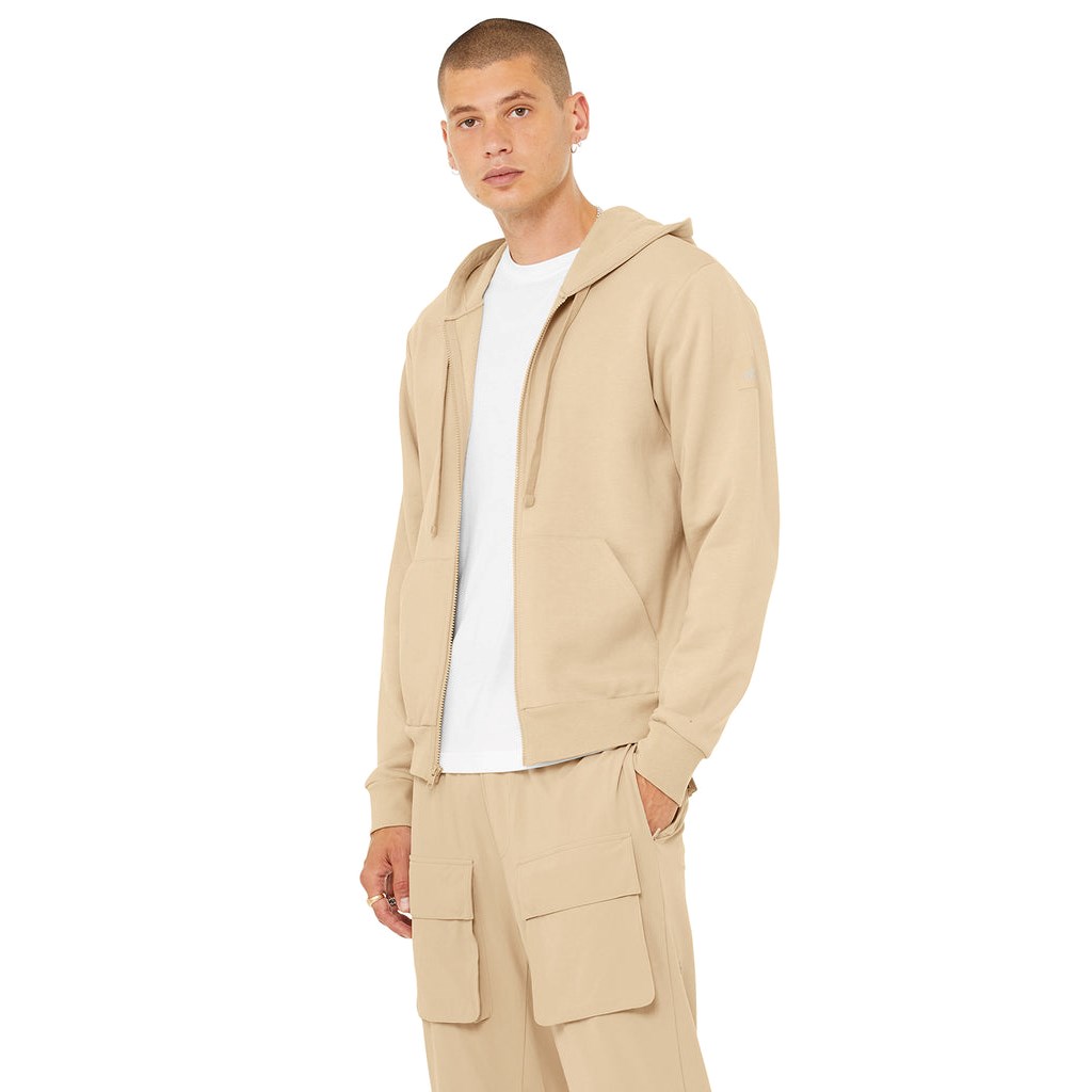 Sudadera Con Capucha Alo Yoga Everyday Full Zip Hombre Beige | DLCO20846