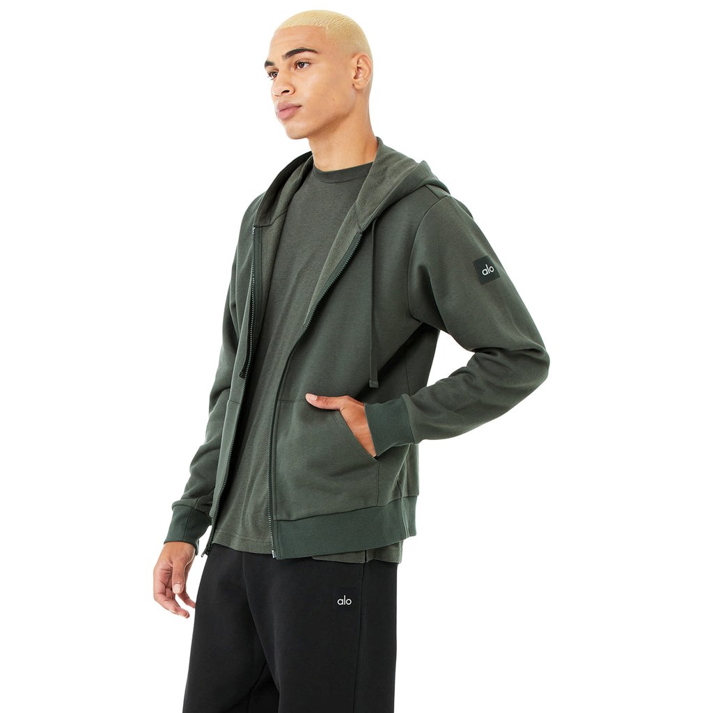 Sudadera Con Capucha Alo Yoga Everyday Full Zip Hombre Verdes | JVHQ51298