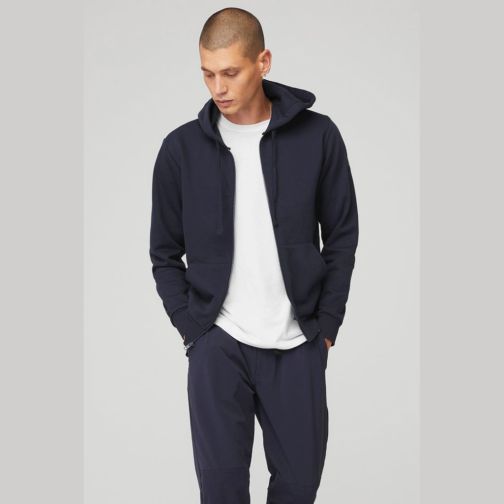 Sudadera Con Capucha Alo Yoga Everyday Full Zip Hombre Azules | OIMA81453