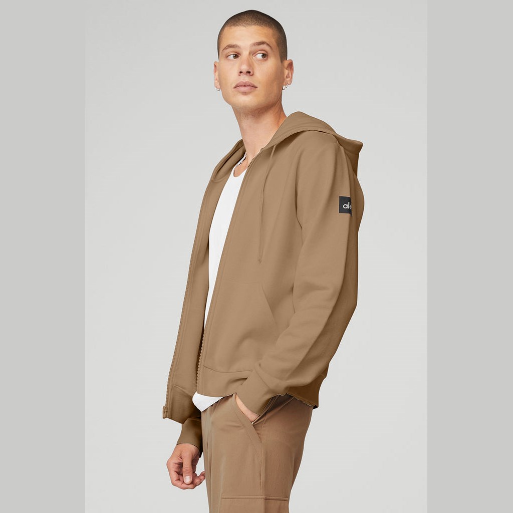 Sudadera Con Capucha Alo Yoga Everyday Full Zip Hombre Beige | TNRE09752