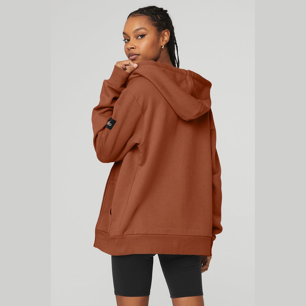 Sudadera Con Capucha Alo Yoga Everyday Full Zip Mujer Marrom | UNQJ24965