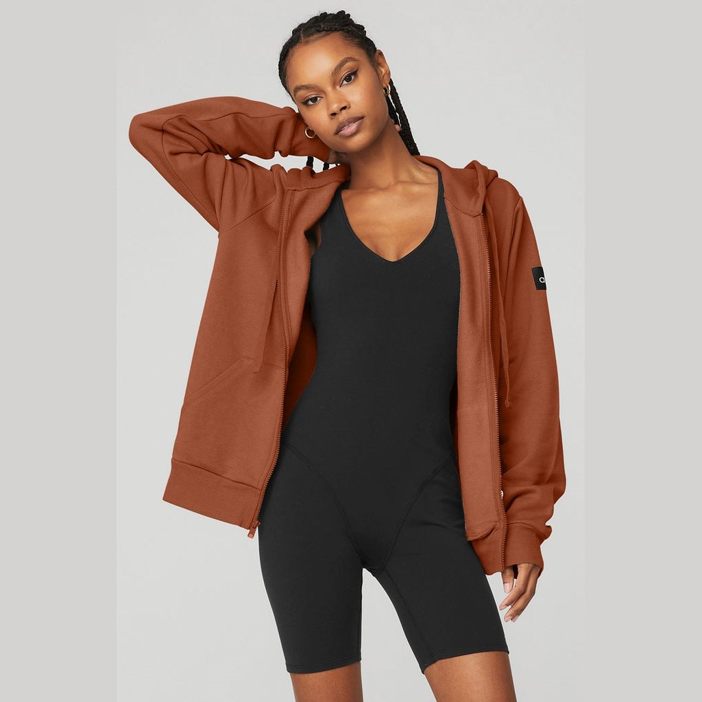 Sudadera Con Capucha Alo Yoga Everyday Full Zip Mujer Marrom | UNQJ24965