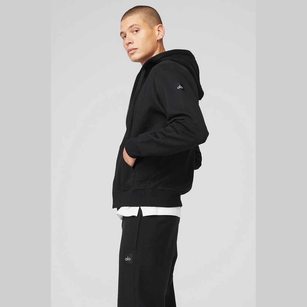 Sudadera Con Capucha Alo Yoga Everyday Full Zip Hombre Negros | VAWB69824