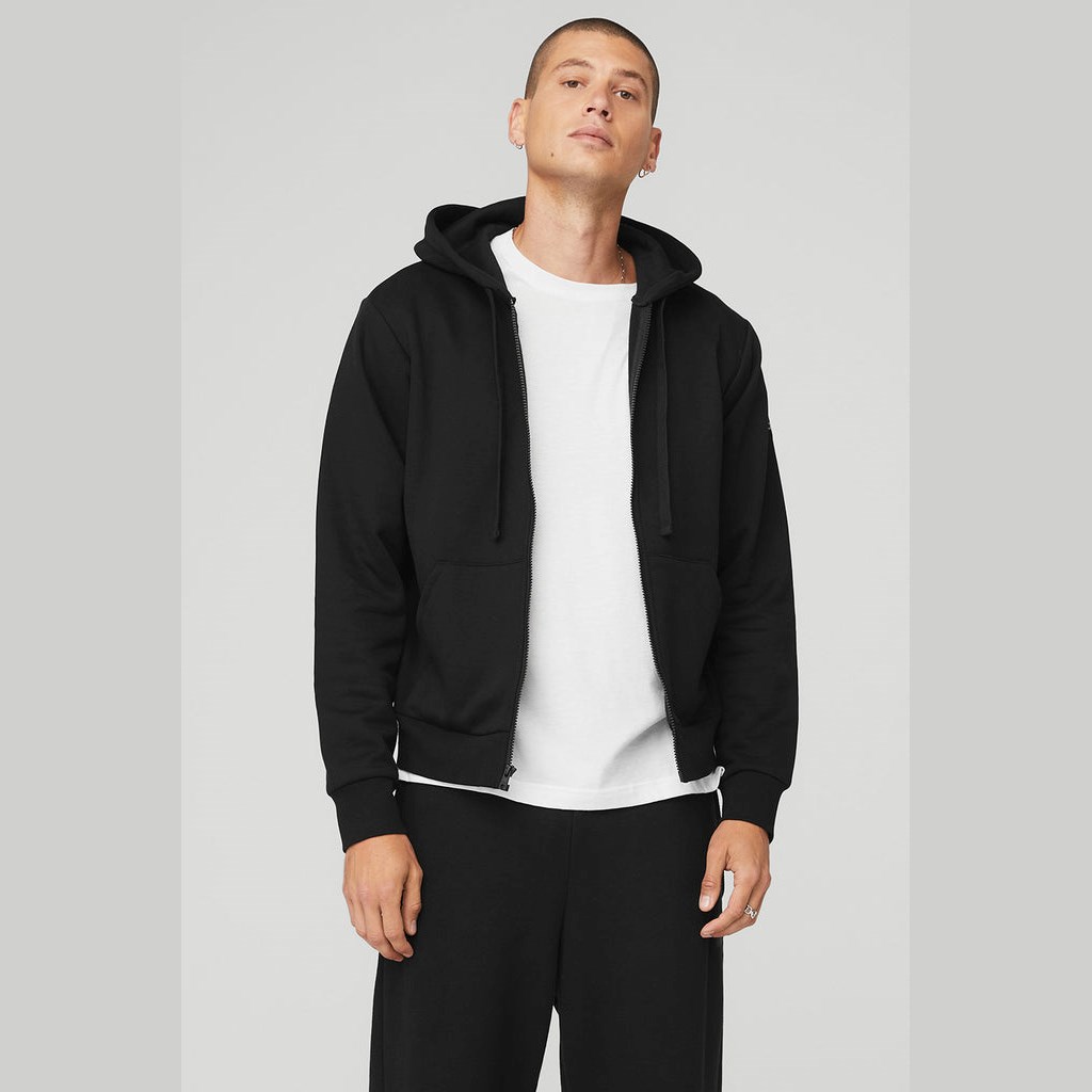 Sudadera Con Capucha Alo Yoga Everyday Full Zip Hombre Negros | VAWB69824