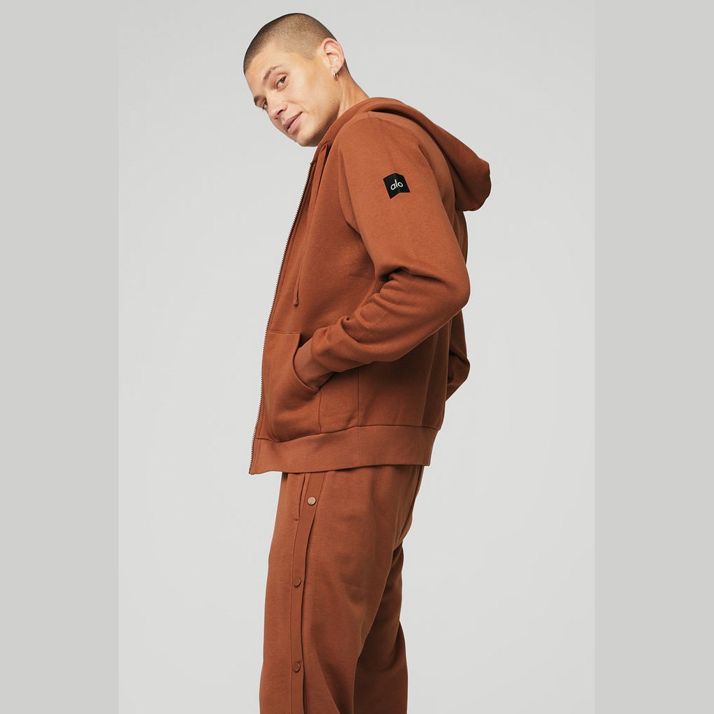 Sudadera Con Capucha Alo Yoga Everyday Full Zip Hombre Marrom | XMHQ20974