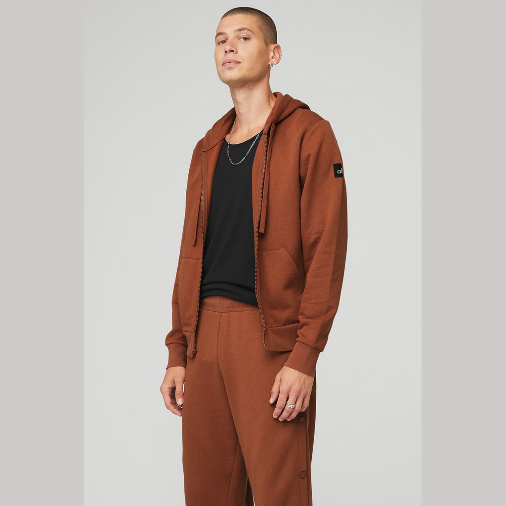 Sudadera Con Capucha Alo Yoga Everyday Full Zip Hombre Marrom | XMHQ20974
