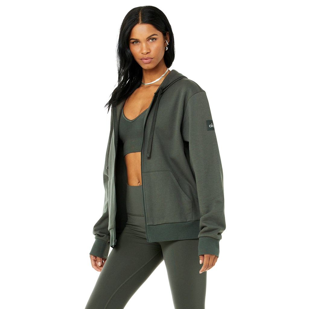 Sudadera Con Capucha Alo Yoga Everyday Full Zip Mujer Verdes | ZUAO87315