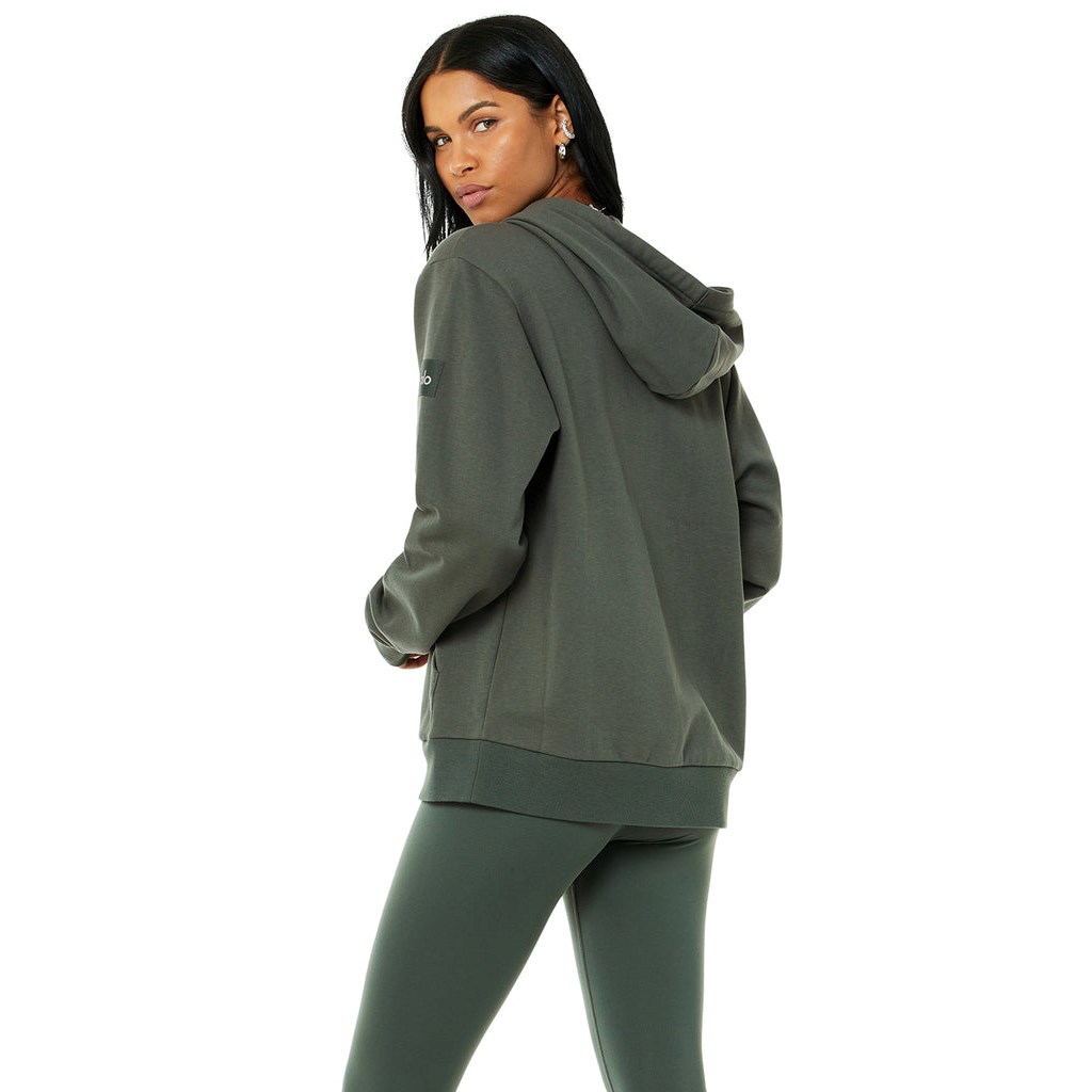 Sudadera Con Capucha Alo Yoga Everyday Full Zip Mujer Verdes | ZUAO87315