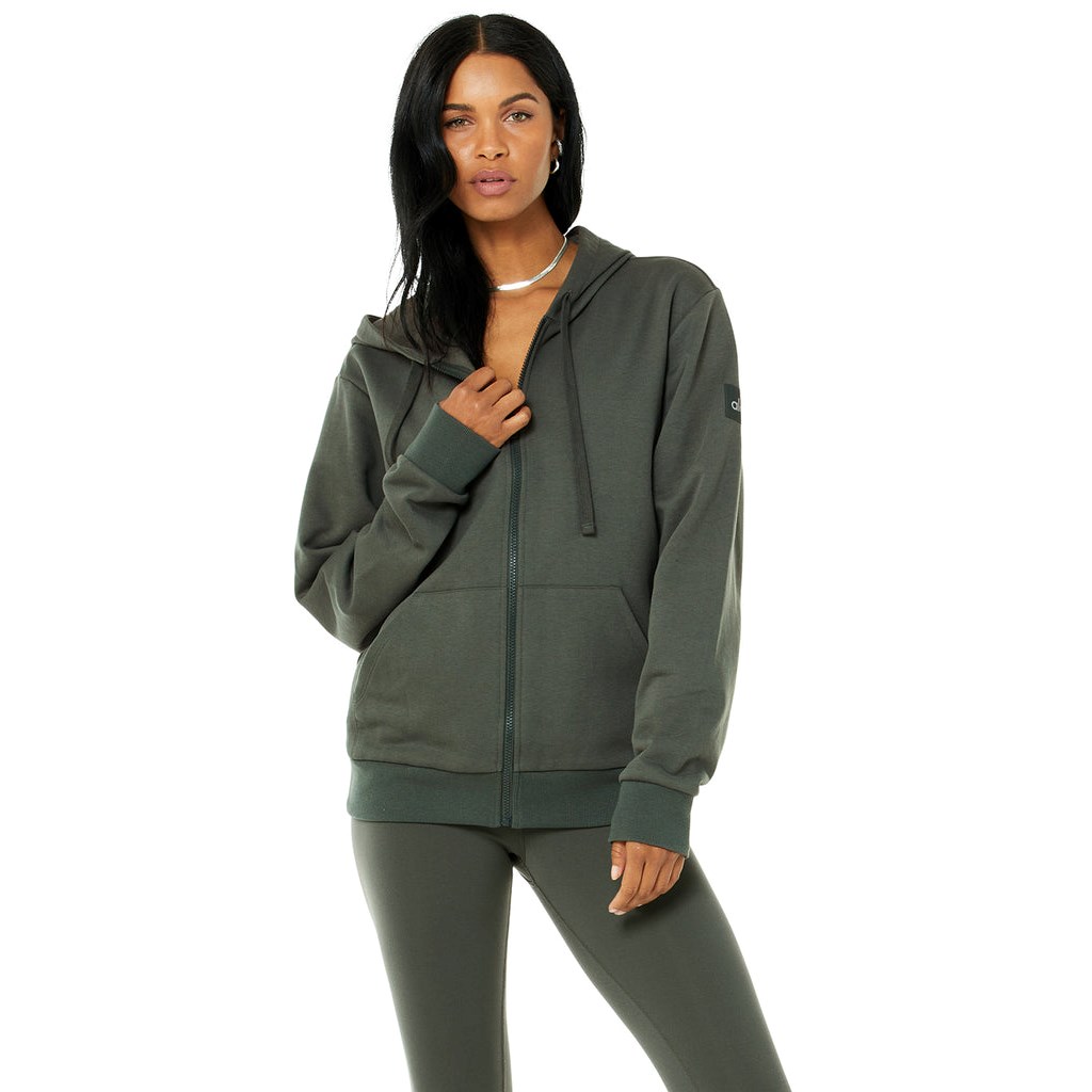 Sudadera Con Capucha Alo Yoga Everyday Full Zip Mujer Verdes | ZUAO87315