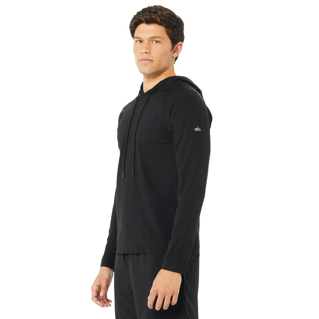 Sudadera Con Capucha Alo Yoga Idol Encapuchado Runner Hombre Negros | XISN94831