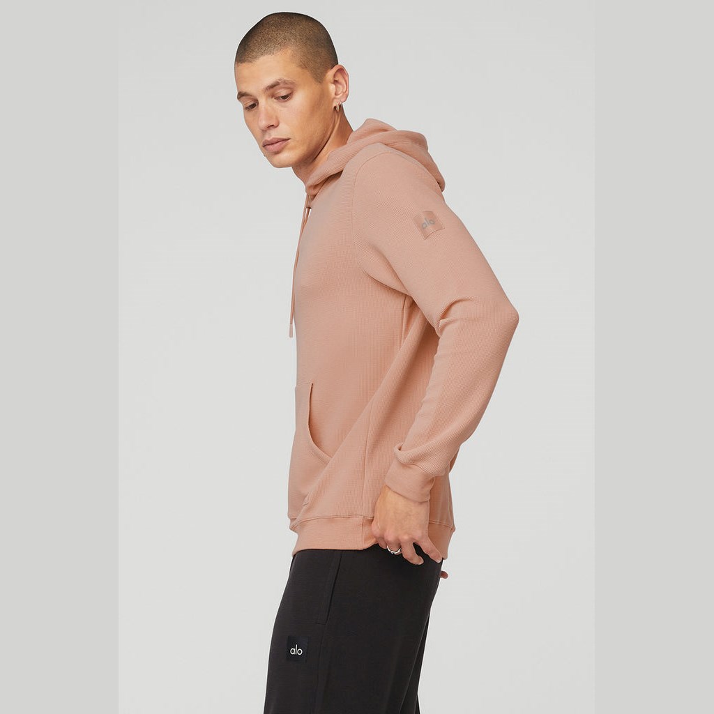 Sudadera Con Capucha Alo Yoga Micro Waffle Fast Break Hombre Rosas | DEJX95183