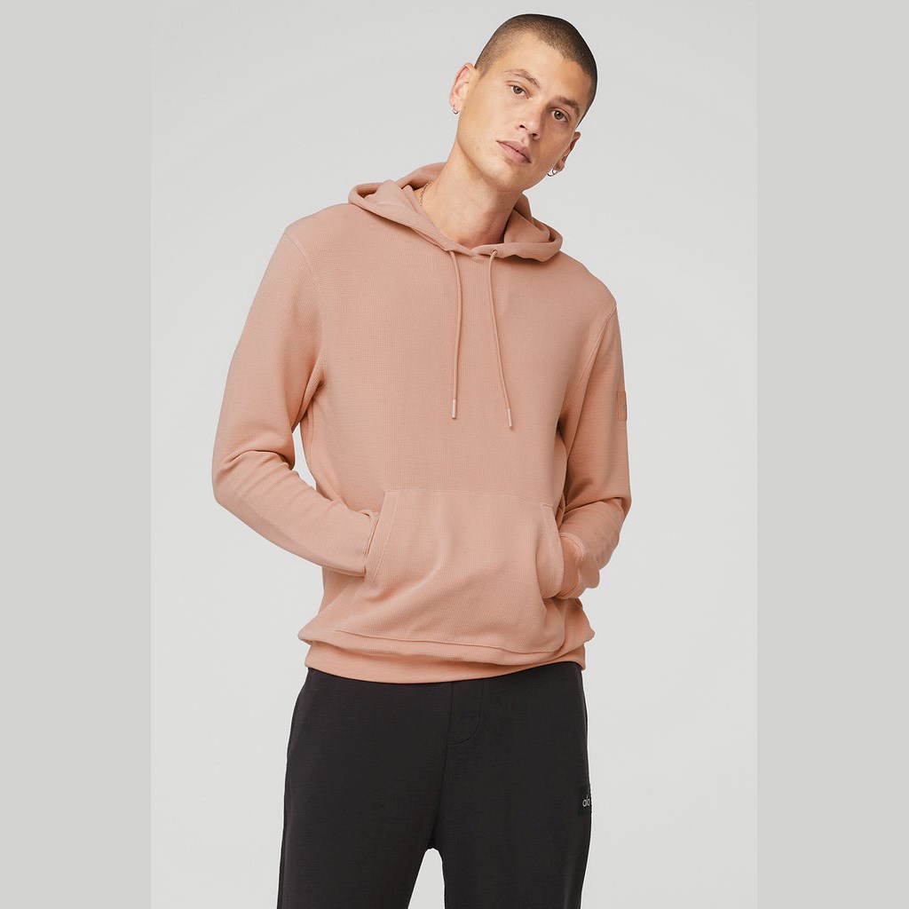 Sudadera Con Capucha Alo Yoga Micro Waffle Fast Break Hombre Rosas | DEJX95183
