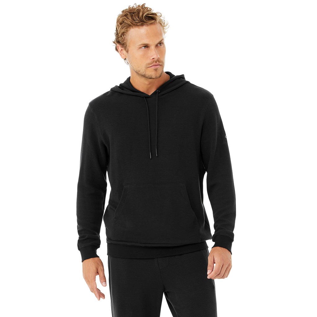 Sudadera Con Capucha Alo Yoga Micro Waffle Fast Break Hombre Negros | OTCJ83724