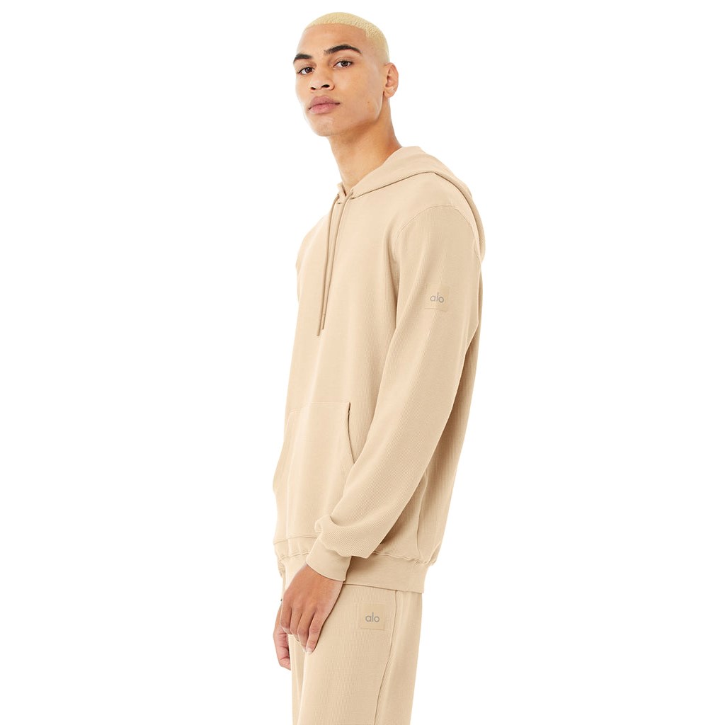 Sudadera Con Capucha Alo Yoga Micro Waffle Fast Break Hombre Beige | SMHL27913