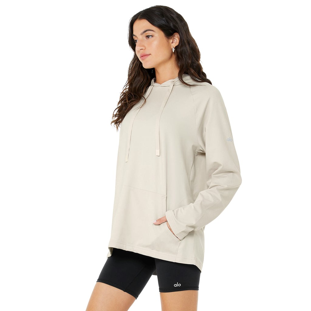 Sudadera Con Capucha Alo Yoga The Conquer Mujer Beige | GRLD34698