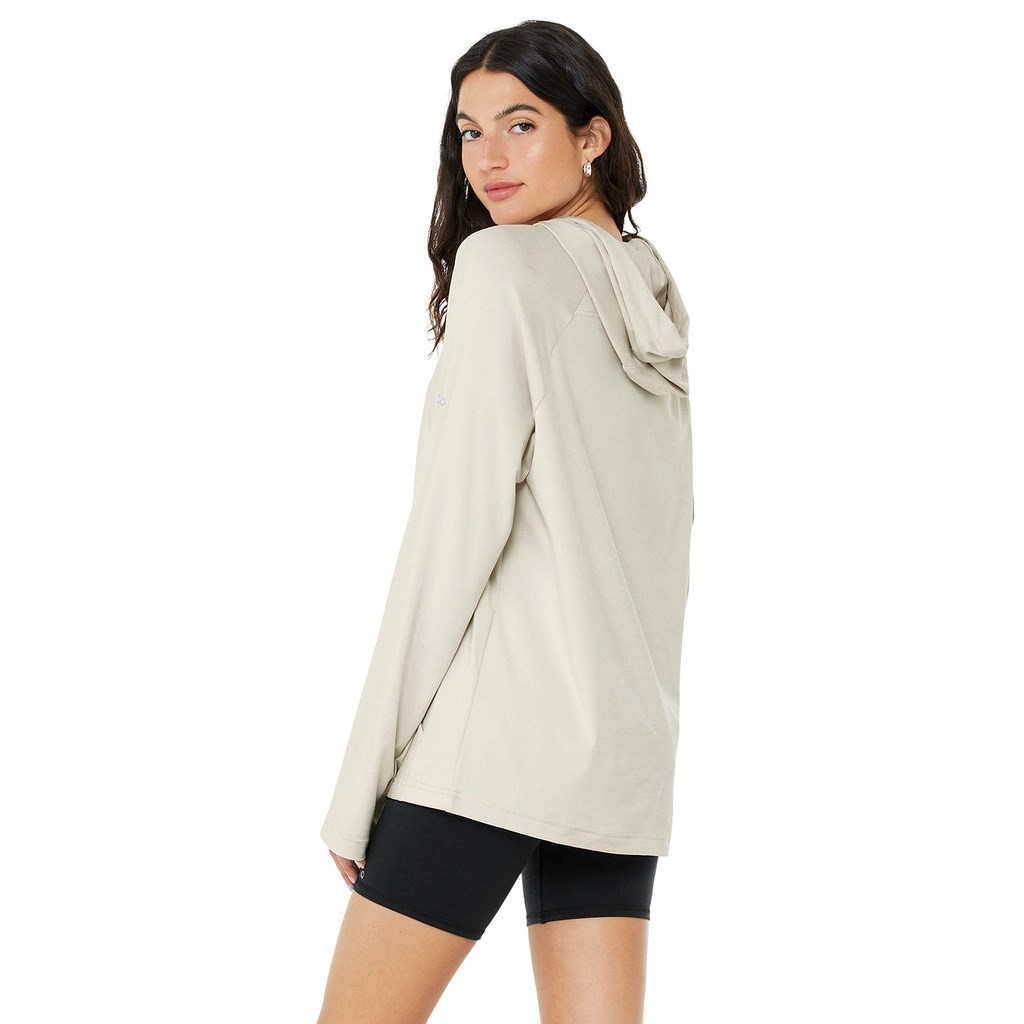 Sudadera Con Capucha Alo Yoga The Conquer Mujer Beige | GRLD34698